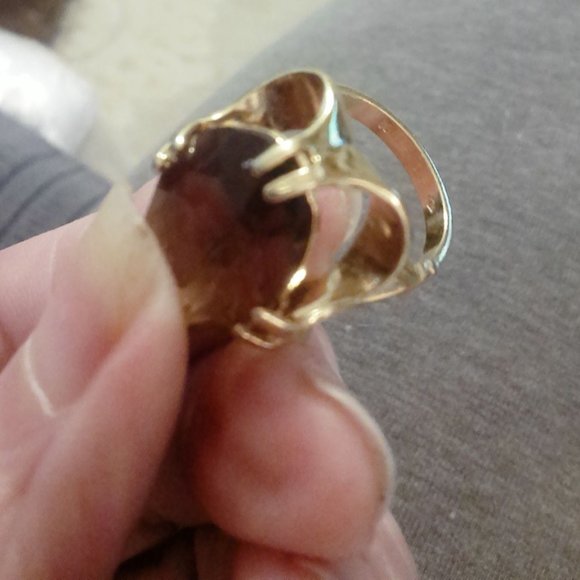 RARE 1940'S TOPAZ GLASS RING 18K HGE V , VARGAS - Picture 12 of 12